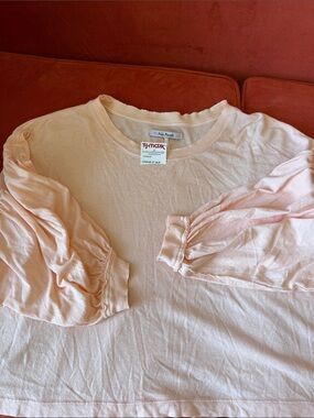 Free People Pale Peach Balloon Sleeve Top